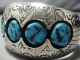 Huge Vintage Native American Navajo Turquoise Sterling Silver Bracelet Old-Nativo Arts