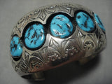 Huge Vintage Native American Navajo Turquoise Sterling Silver Bracelet Old-Nativo Arts