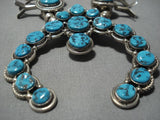 Huge Vintage Native American Navajo Turquoise Sterling Silver Squash Blossom Necklace Old-Nativo Arts