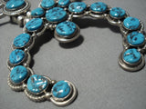 Huge Vintage Native American Navajo Turquoise Sterling Silver Squash Blossom Necklace Old-Nativo Arts