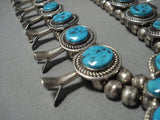 Huge Vintage Native American Navajo Turquoise Sterling Silver Squash Blossom Necklace Old-Nativo Arts