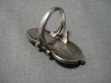 Huge!! Vintage Native American Navajo Turquoise Sterling Silver Swirling Ring Old-Nativo Arts