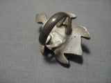 Huge!! Vintage Native American Navajo Turquoise Sterling Silver Turtle Ring Old-Nativo Arts