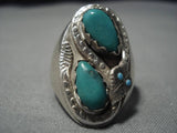 Huge!! Vintage Native American Zuni Snake Turquoise Sterling Silver Nativr American Ring Old-Nativo Arts