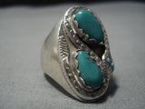 Huge!! Vintage Native American Zuni Snake Turquoise Sterling Silver Nativr American Ring Old-Nativo Arts