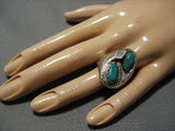 Huge!! Vintage Native American Zuni Snake Turquoise Sterling Silver Nativr American Ring Old-Nativo Arts