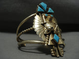 Huge Vintage Navajo 14k Gold And Sterling Native American Jewelry Silver Kachina Turquoise Bracelet-Nativo Arts