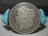 Huge Vintage Navajo 1884 Coin Turquoise Native American Jewelry Silver Mercury Dime Bracelet-Nativo Arts