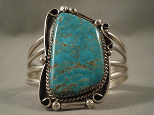 Huge Vintage Navajo #8 Turquoise Native American Jewelry Silver Bracelet-Nativo Arts