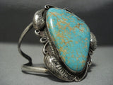 Huge Vintage Navajo #8 Turquoise Sterling Native American Jewelry Silver Bracelet Old-Nativo Arts