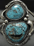 Huge Vintage Navajo Bird Eye Spider Turquoise Native American Jewelry Silver Bracelet-Nativo Arts