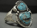 Huge Vintage Navajo Bird Eye Spider Turquoise Native American Jewelry Silver Bracelet-Nativo Arts
