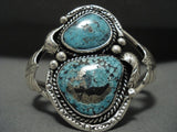Huge Vintage Navajo Bird Eye Spider Turquoise Native American Jewelry Silver Bracelet-Nativo Arts
