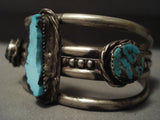 Huge Vintage Navajo 'Bisbee & Royston Turquoise' Native American Jewelry Silver Bracelet-Nativo Arts
