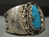 Huge Vintage Navajo Bisbee Turquoise Native American Jewelry Silver Sheild Bracelet Old-Nativo Arts
