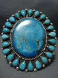 Huge Vintage Navajo Bisbee Turquoise Sterling Native American Jewelry Silver Bracelet-Nativo Arts