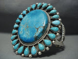 Huge Vintage Navajo Bisbee Turquoise Sterling Native American Jewelry Silver Bracelet-Nativo Arts