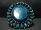 Huge Vintage Navajo Bisbee Turquoise Sterling Native American Jewelry Silver Bracelet-Nativo Arts