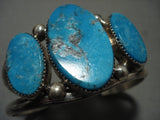 Huge Vintage Navajo Blue Diamond Turquoise Native American Jewelry Silver Bracelet-Nativo Arts