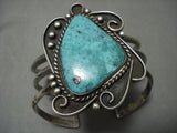 Huge Vintage Navajo Blue Diamond Turquoise Native American Jewelry Silver Bracelet Old-Nativo Arts