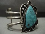 Huge Vintage Navajo Blue Diamond Turquoise Native American Jewelry Silver Bracelet Old-Nativo Arts