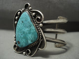 Huge Vintage Navajo Blue Diamond Turquoise Native American Jewelry Silver Bracelet Old-Nativo Arts
