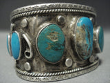 Huge Vintage Navajo Blue Gem Turquoise Sterling Native American Jewelry Silver Bracelet-Nativo Arts
