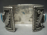 Huge Vintage Navajo Blue Gem Turquoise Sterling Native American Jewelry Silver Bracelet-Nativo Arts