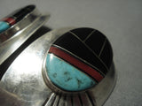 Huge Vintage Navajo Blue Gem Turquoise Sterling Native American Jewelry Silver Earrings-Nativo Arts