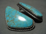 Huge Vintage Navajo Blue Royston Turquoise Native American Jewelry Silver Earrings Old-Nativo Arts