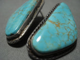 Huge Vintage Navajo Blue Royston Turquoise Native American Jewelry Silver Earrings Old-Nativo Arts