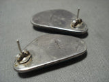 Huge Vintage Navajo Blue Royston Turquoise Native American Jewelry Silver Earrings Old-Nativo Arts