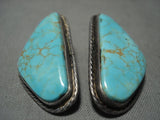 Huge Vintage Navajo Blue Royston Turquoise Native American Jewelry Silver Earrings Old-Nativo Arts