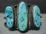 Huge Vintage Navajo Blue Turquoise Sterling Native American Jewelry Silver Bracelet Old-Nativo Arts