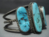 Huge Vintage Navajo Blue Turquoise Sterling Native American Jewelry Silver Bracelet Old-Nativo Arts