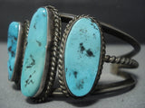 Huge Vintage Navajo Blue Turquoise Sterling Native American Jewelry Silver Bracelet Old-Nativo Arts