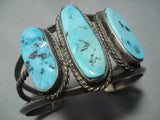 Huge Vintage Navajo Blue Turquoise Sterling Native American Jewelry Silver Bracelet Old-Nativo Arts