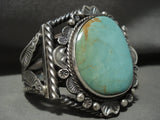 Huge Vintage Navajo 'Coiled Cuff' Royston Turquoise Native American Jewelry Silver Bracelet Old-Nativo Arts