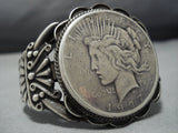 Huge!! Vintage Navajo Coin Sterling Silver Native American Jewelry Cuff Bracelet Old-Nativo Arts