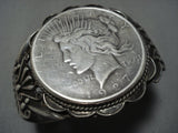 Huge!! Vintage Navajo Coin Sterling Silver Native American Jewelry Cuff Bracelet Old-Nativo Arts