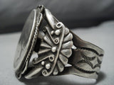 Huge!! Vintage Navajo Coin Sterling Silver Native American Jewelry Cuff Bracelet Old-Nativo Arts