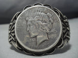 Huge!! Vintage Navajo Coin Sterling Silver Native American Jewelry Cuff Bracelet Old-Nativo Arts