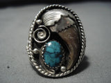 Huge Vintage Navajo Crow Springs Turquoise Sterling Silver Native American Ring-Nativo Arts