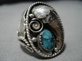 Huge Vintage Navajo Crow Springs Turquoise Sterling Silver Native American Ring-Nativo Arts