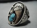 Huge Vintage Navajo Crow Springs Turquoise Sterling Silver Native American Ring-Nativo Arts