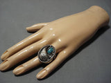 Huge Vintage Navajo Crow Springs Turquoise Sterling Silver Native American Ring-Nativo Arts