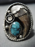 Huge Vintage Navajo Crow Springs Turquoise Sterling Silver Native American Ring-Nativo Arts