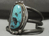 Huge Vintage Navajo Deep Blue Turquoise Native American Jewelry Silver Bracelet-Nativo Arts
