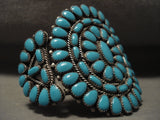 Huge Vintage Navajo 'Deep Blue Turquoise' Native American Jewelry Silver Bracelet Old-Nativo Arts