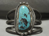 Huge Vintage Navajo Deep Blue Turquoise Native American Jewelry Silver Bracelet-Nativo Arts